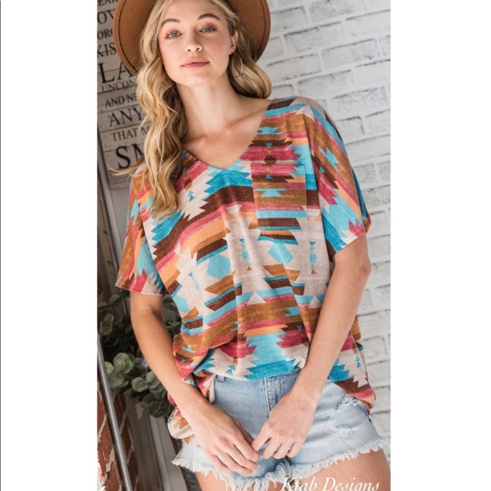 KFab Designs Multicolor Aztec Print Top - Picture 8 of 10